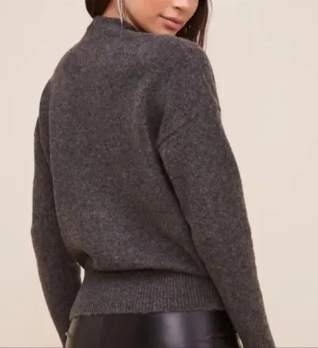 ASTR 𝅺 The Label Pleated Wrap Front Wool Blend Sweater Charcoal Gray NWT XS