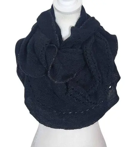 C. Wonder by Christian Siriano Black Infinity Scarf with Metallic Silver Edge