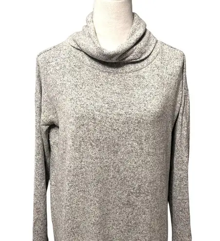 cupio Cowl Neck Sweater Long Sleeve Hi-Low Hem Marbled Pattern Gray Women's Med