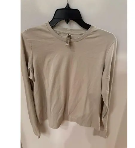 SKIMS RELAXED TEES LONG SLEEVE T-SHIRT LIMITED EDITION-STONE medium