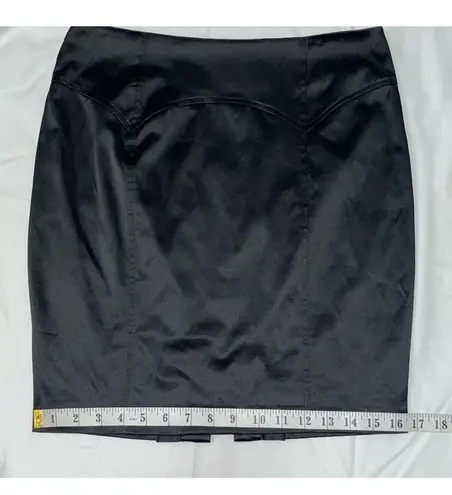 2B Bebe Satin Ruffle Bustle Pencil Mini Skirt Black Small Vintage Y2K