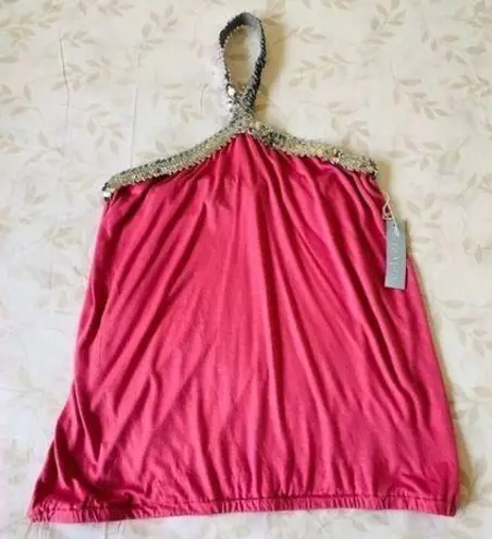 💖Pink & Sequins ✨be•jeweled✨halter top Size L