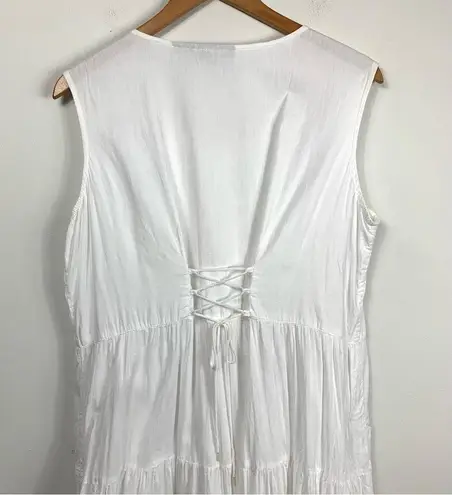 Flair Brand White Tiered Sequin Corset Lace Up Dress Size L