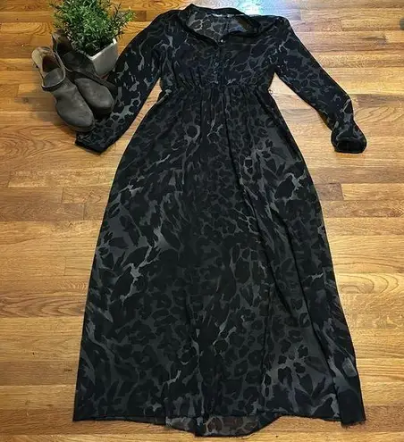 Kensie Leopard Print Sheer Maxi Dress Size 8