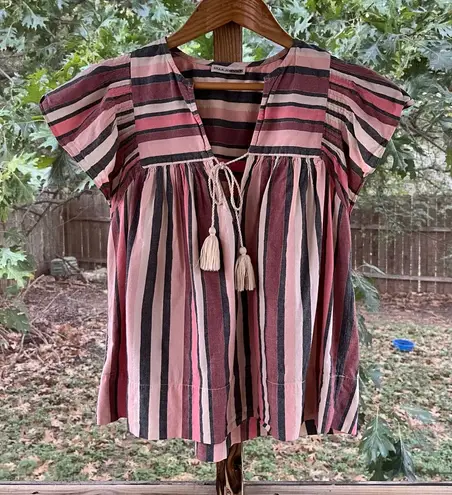 Ulla Johnson Women's Amba Pink Striped Cotton Top In Rosewood Size 6