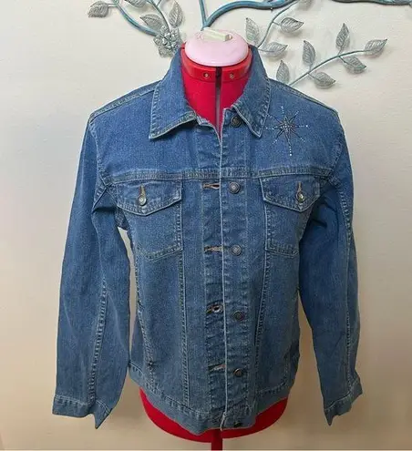 Embellished Nativity jean jacket Small NWOT Blue