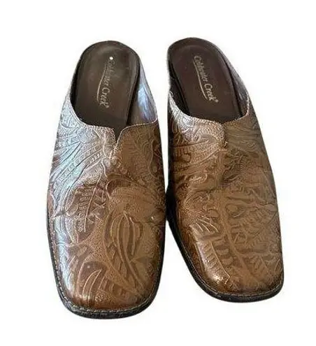 Coldwater Creek Brown Embossed Leather Slip-On Loafers