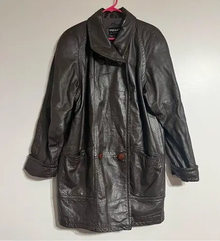 Women’s Vintage Pelle New York Milano Brown Leather Jacket Coat Size Large