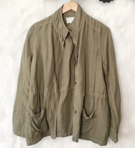 Caslon  Olive Green Linen Blend Utility Jacket