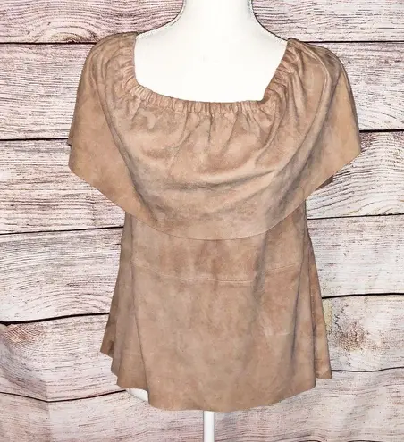 AS by DF Cape Horn Off the Shoulder Suede Top Size