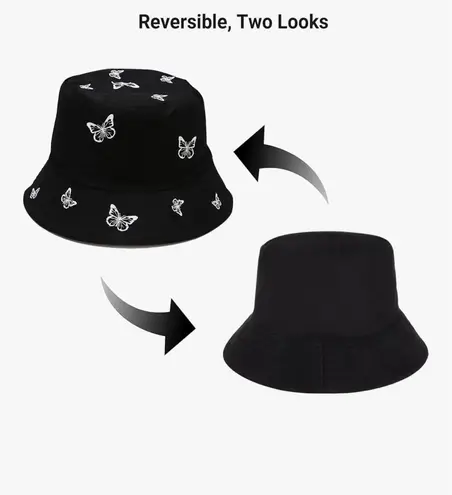 NWT Girly butterfly bucket hat Black