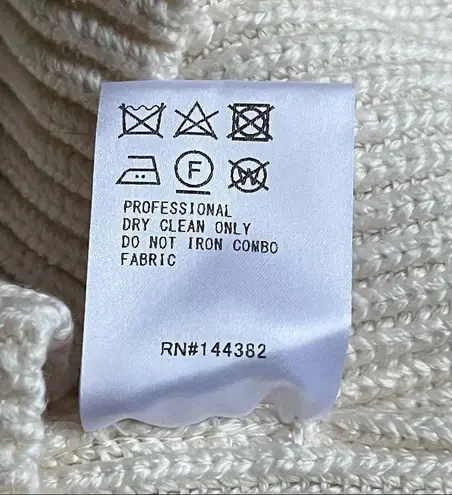 Adeam Cold Shoulder Turtleneck Sweater with Faux Fur Trim size M Size M