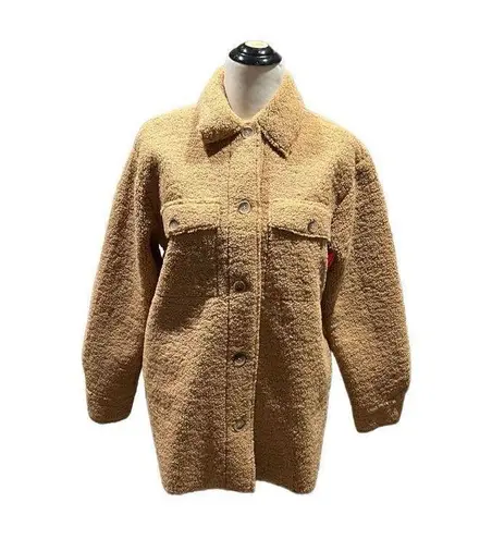 Joie  NWT Sherpa Teddy Fleece Shacket Shirt Jacket Camel Brown Button size S thumbnail 1