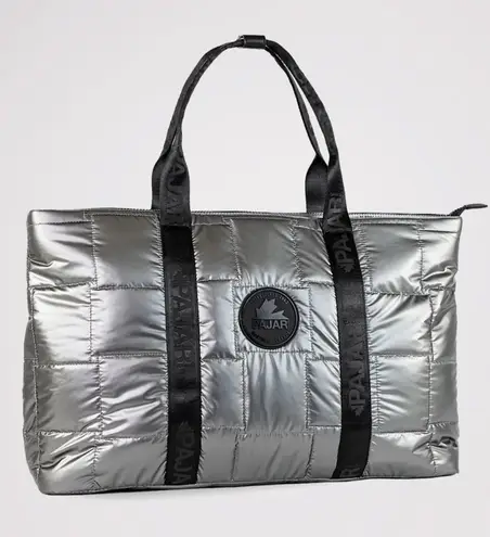 Pajar Quilted Tote Bag Metallic Silver Lightweight Travel Gym Weekend OS