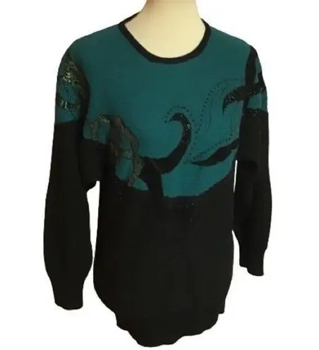 Vintage 80s dressy beaded sweater Size M