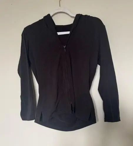 Susana Monaco Black Fitted Tie Front Hoodie