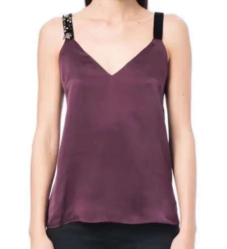 Cami NYC Diana Embellished Silk Tank Top Burgundy Slip Top Women’s Size Small