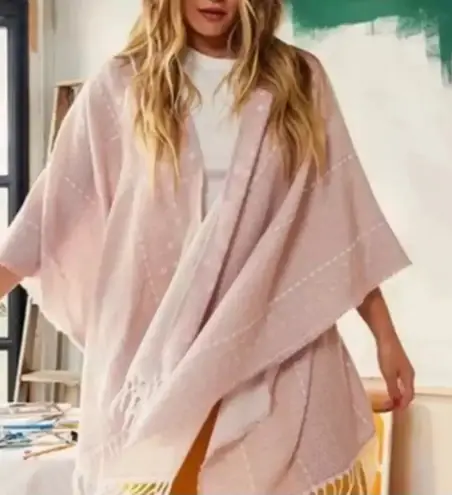 Gentle Fawn Womens Fringed Poncho Size M/L Pink Open Cape Shawl Wrap Comfy NEW - Image 1