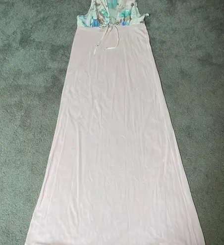 Beeline Women's Vintage Pink Floral Nylon Maxi Nightgown Size Small