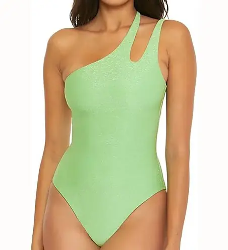 Becca - Glimmer One-Shoulder One Piece Swimsuit in Sparkling Lime Green