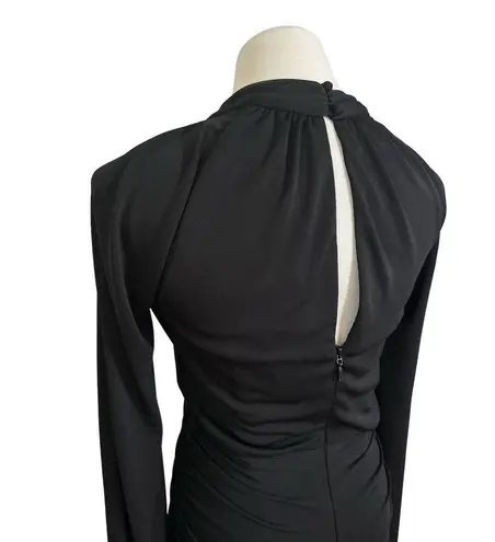 Cinq à Sept Cinq A Sept NEW Tiffy Cut Out Shoulder Bell Sleeve Ruched Jersey Dress Black 2