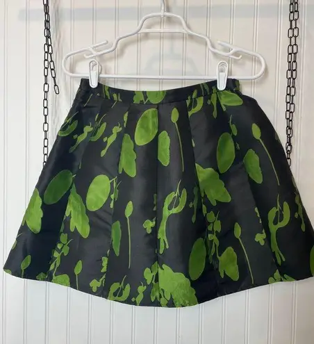 Ark & Co. Green & Black Pleated Mini Lined Skirt Size S