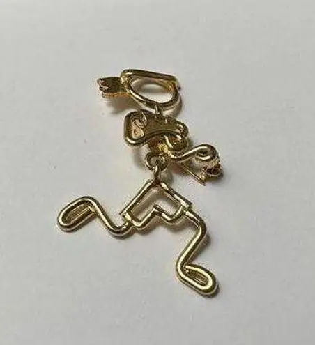 Signed KKIED Gold Tone Brooch Pin Athlete / Lady Running Hinged Swinging Legs
