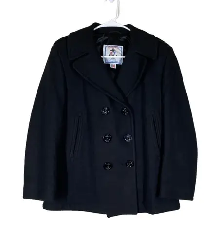 Sterlingwear Anchor Collection Military Navy Wool Blend Peacoat Size 12 SHORT Black