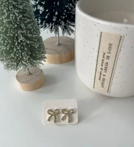 Boutique Gold Crystal Bow Earrings