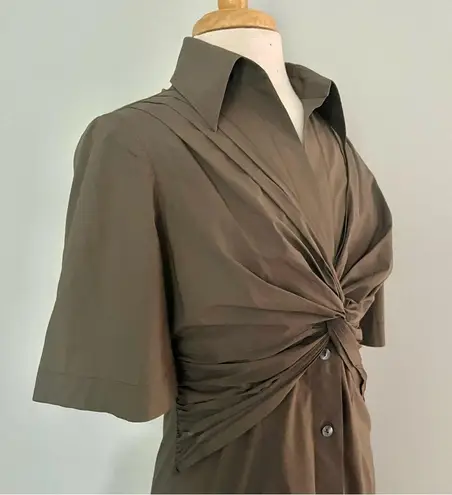 Trina Turk  Olive Army Green Twist Button Down Dress Size 4