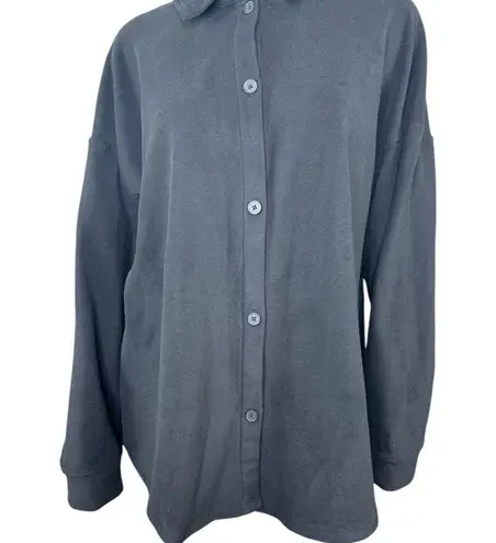 Cuddl Duds Flannel Fleece Button-Down Shacket Black X-Large NWOT Winter Cozy
