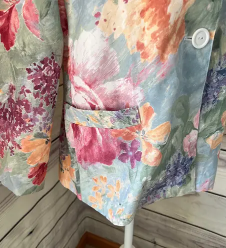 Vintage 80s / 90s Colorful Floral Boxy Fit Blazer Jacket Multi Size M