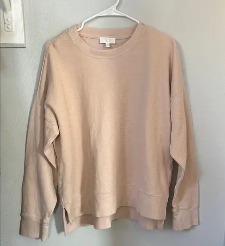 Le AL.X organic cotton crew neck top drop shoulder size XL pink pullover knit