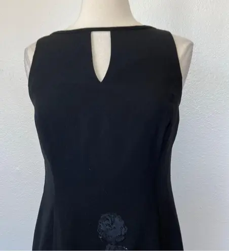 Dawn Joy Vintage 90’s Black Floral Embellished Sleeveless Sheath Dress
