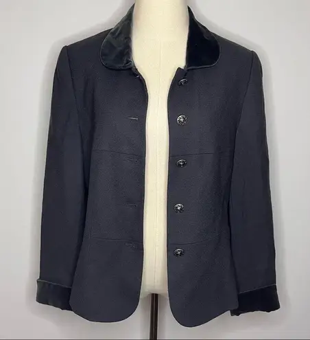 Valerie Stevens Petites Vintage Pure Wool Deep Navy Blue Blazer Jacket 8 Petite