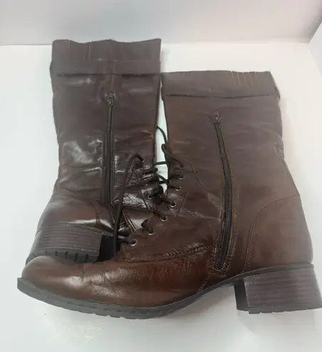 B.O.C. Brown Leather Tall Riding Boots Size 9