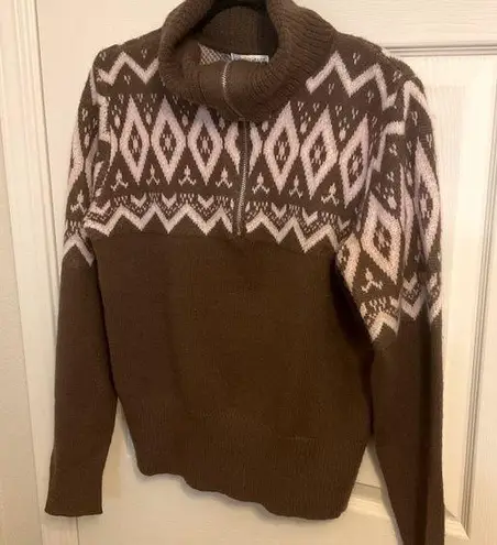 Woven Heart  Brown medium winter sweater