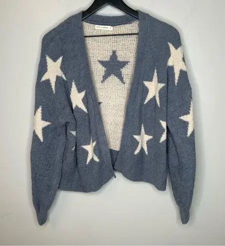 Moon & Madison Star Print Open Cardigan Size S Blue