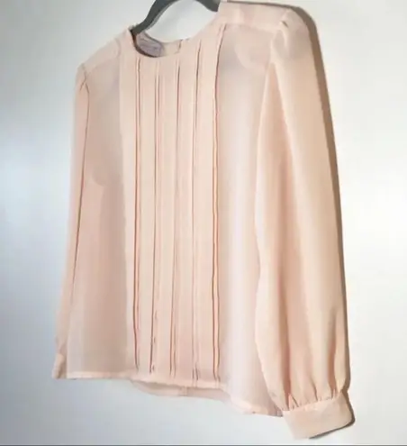 Vintage 80s Cottagecore Pink Blouse Feminine Size 10P Secretary 1980s Style Top