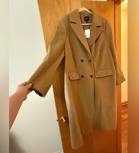 Lands’ End Camel Long Coat Wool Blend Double Breasted Women’s Plus Size 26W 26 W