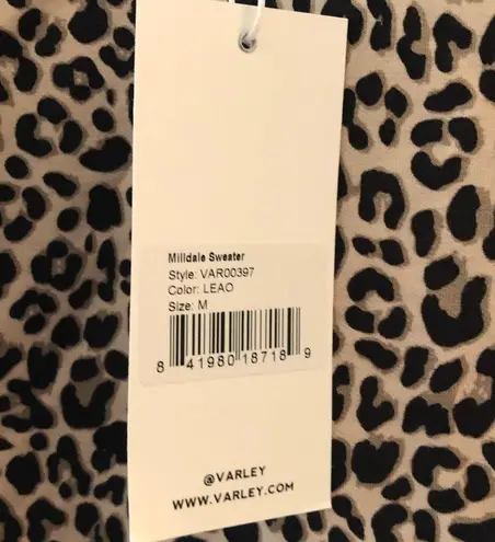 Varley Sweatshirt Crop Open Back Tie Milldale Sweatshirt Sz M NWT Leopard Print