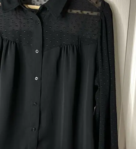 Laundry by Shelli Segal NWT  Sheer Dot Balloon Sleeve Blouse (Black) - XL