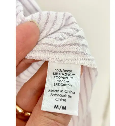 Eberjay NWT Eberjey Nautico Long Sleeve Button-Front Sleepshirt White/Lavender Women's M