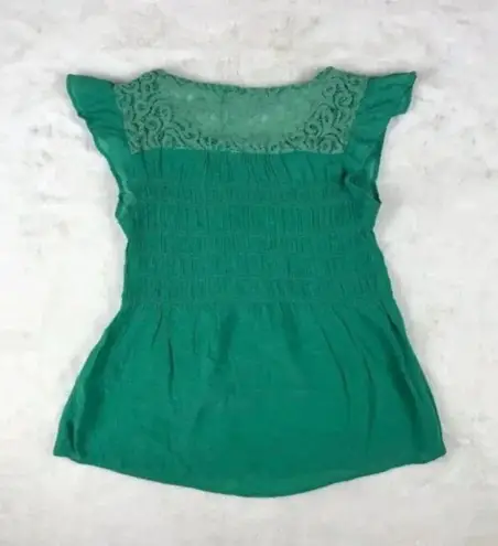 MINE Green Lace Back Babydoll Top Size Medium