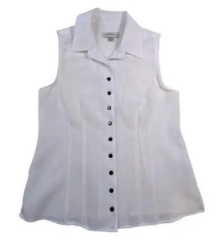 Christopher & Banks Sleeveless Collared Button Up Shirt – Women's S White