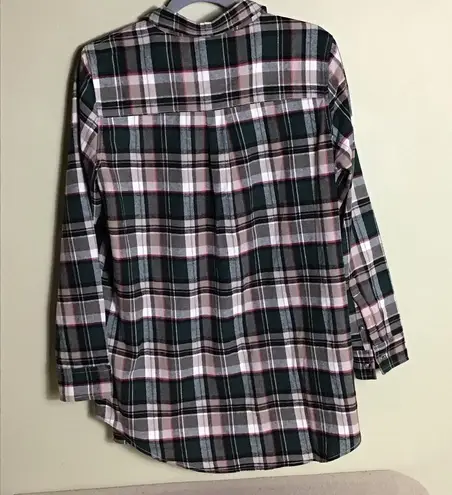 MarleyLilly  Monogrammed Plaid Layering Tunic button up shirt Sz Sm EUC