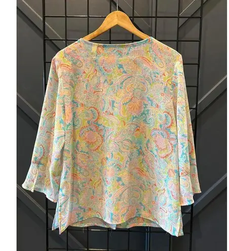 Crazy Horse Liz Claiborne Top & Maxi Skirt Sz Large Blue Paisley 2 Piece Set