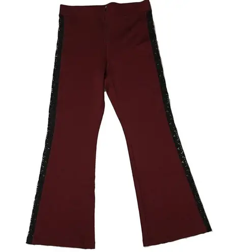 Ganni NWT Bootcut Lace Panel Trousers - Burgundy - XS*