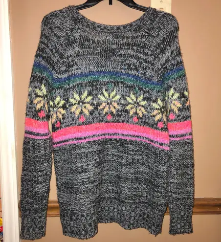 American Eagle Jegging Sweater Fair Isle Wool Mohair Grey Rainbow Small