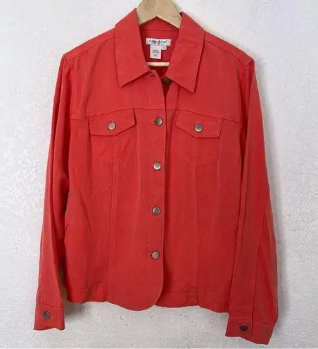 Coldwater Creek  soft denim jacket coral Large b48